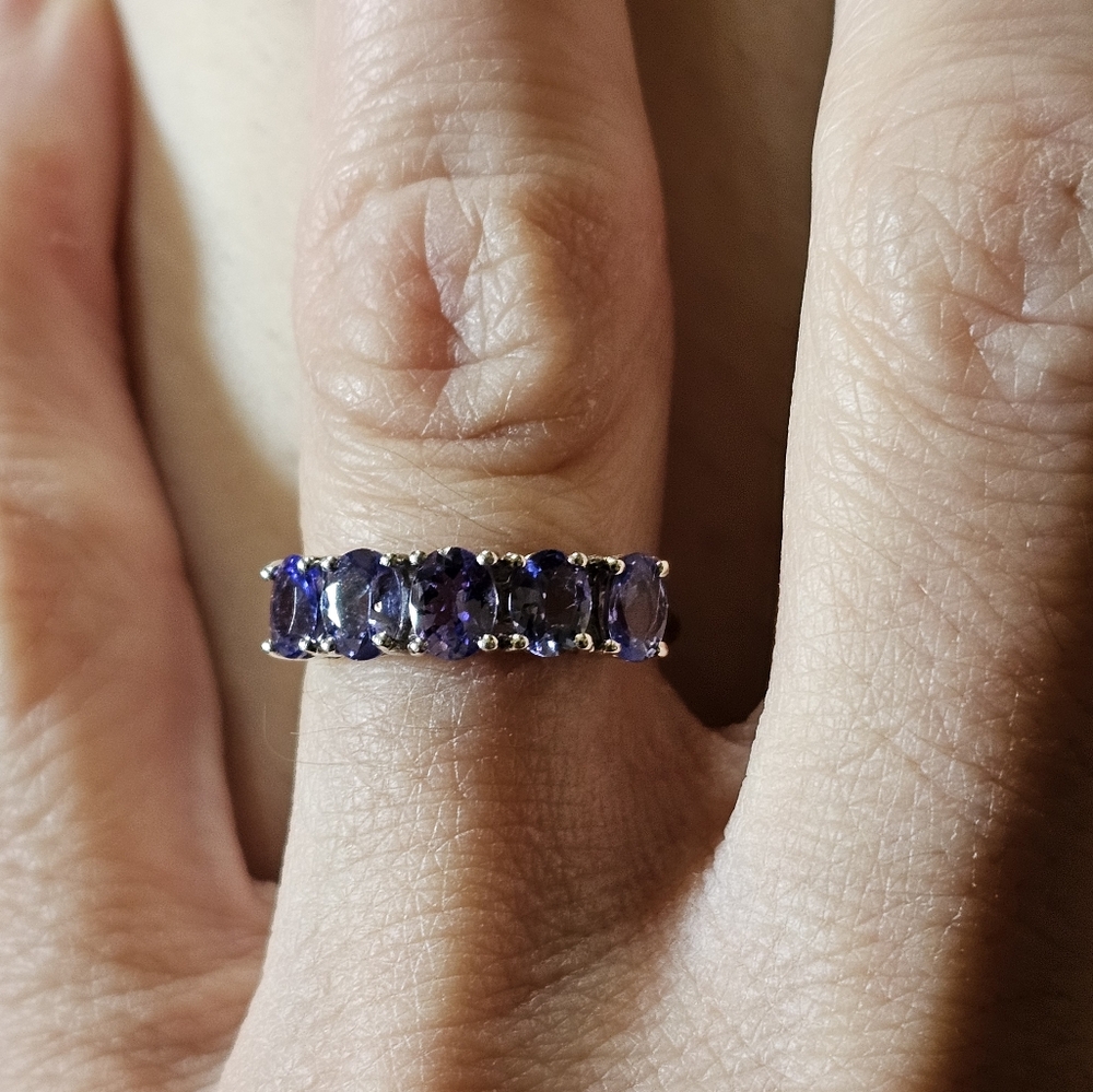 Natural AA Tanzanites in Platinum over Sterling Silver Ring Sz ! NEW - Picture 6 of 9